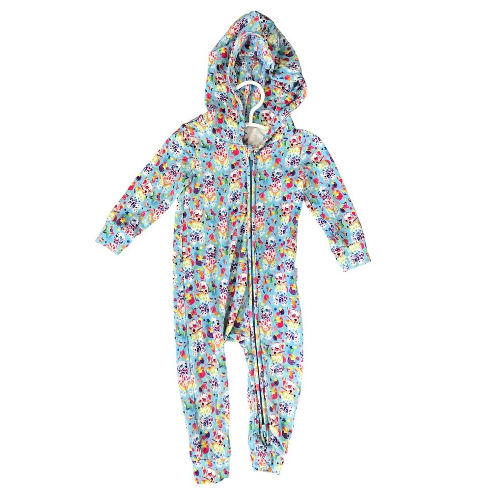 Posh Peanut Lisa Frank Painting Dalmatians Bamboo Hooded Romper Size 12-18mo